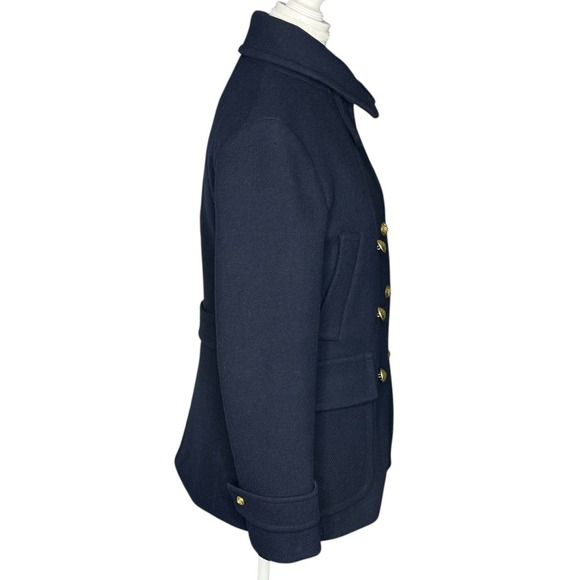 J.Crew By Nello Gori Stadium Cloth Double Breasted Wool Blend Peacoat Navy Sz 6 - Picture 3 of 15